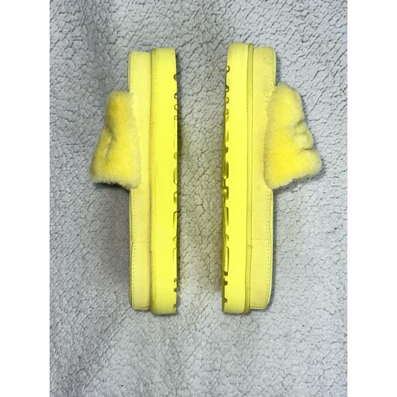 UGG Womens Slides/Slippers Shoes Yellow Rare Lambswool Treadlite Sz 6 - k6 - Picture 4 of 9